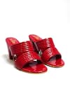 Shop_THE ALTER_Red Round Toe Block Heels _at_Aza_Fashions