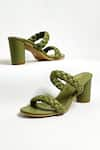 Buy_THE ALTER_Green Braided Two Strap Cylindrical Block Heels 