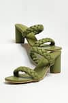 THE ALTER_Green Braided Two Strap Cylindrical Block Heels _Online