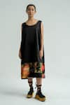 Shop_TIL_Black Silk Printed Bird Round Panchi Slip Dress _Online_at_Aza_Fashions