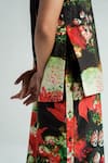 Buy_TIL_Red Chanderi Printed Abstract Floral V-neck Florid Gilet _Online_at_Aza_Fashions