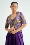 Buy_TIL_Purple Cotton Embroidered Thread Open Neck Amethyst Jacket _at_Aza_Fashions