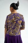 Shop_TIL_Purple Cotton Embroidered Thread Open Neck Amethyst Jacket _at_Aza_Fashions