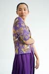 TIL_Purple Cotton Embroidered Thread Open Neck Amethyst Jacket _Online_at_Aza_Fashions