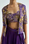 TIL_Purple Cotton Embroidered Thread Open Neck Amethyst Jacket _at_Aza_Fashions