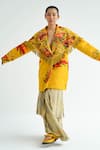 Buy_TIL_Yellow Silk Embroidered Thread Collar Muban Jacket _at_Aza_Fashions