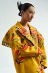 Buy_TIL_Yellow Silk Embroidered Thread Collar Muban Jacket _Online_at_Aza_Fashions