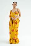 Buy_TIL_Yellow Silk Embroidered Abstract Sweetheart Firefly Print Pre-draped Saree Set _at_Aza_Fashions