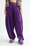 TIL_Purple Cotton Solid Amethyst Pleated Trousers _Online_at_Aza_Fashions