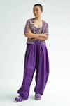 Shop_TIL_Purple Cotton Solid Amethyst Pleated Trousers _Online_at_Aza_Fashions