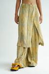 Shop_TIL_Yellow Cotton Printed Stripe Freckle Draped Pant _Online_at_Aza_Fashions