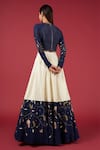 Shop_Blue Lotus Design_Blue Lehenga Silk Embroidered Floral Round Sequins Blouse And Set _at_Aza_Fashions