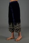 Blue Lotus Design_Blue Velvet Embroidered Zardozi Notched Kurta Pant Set _Online_at_Aza_Fashions