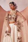 Shop_Sachkiran Bimbra_White Organza Embroidery Zari Off Shoulder Lehenga Set _at_Aza_Fashions