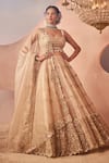 Shop_Sachkiran Bimbra_Gold Organza Embroidery Zari Square Neck Persian Bloom Lehenga Set _at_Aza_Fashions