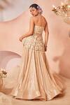 Shop_Sachkiran Bimbra_Peach Chiffon Embroidery Zari Off Shimmery Lehenga With Bloom Peplum Blouse _at_Aza_Fashions