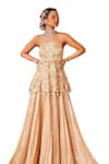 Buy_Sachkiran Bimbra_Peach Chiffon Embroidery Zari Off Shimmery Lehenga With Bloom Peplum Blouse _Online_at_Aza_Fashions