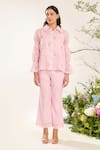 Shop_Meadow_Pink Shirt Silk Cotton Blend Hand Embroidery Daisy Collared Neck  _Online_at_Aza_Fashions