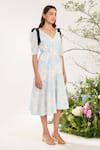 Shop_Meadow_Blue Dress 100% Fabric Lined With Voile Print De Asymmetric 