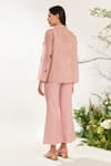 Shop_Meadow_Pink Jacket Silk Cotton Organza Embroidery Floral Collared Neck Hand _at_Aza_Fashions