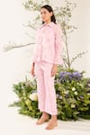 Shop_Meadow_Pink Shirt Silk Cotton Blend Embroidery Daisy Collared Neck Hand With Pant 