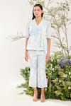 Buy_Meadow_Blue Jacket Toile De Jouy Lapel Collar And Pant Set _at_Aza_Fashions