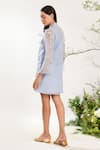 Shop_Meadow_Blue Silk Cotton Organza Embroidery Daisy Collared Neck Dress _at_Aza_Fashions