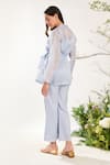 Shop_Meadow_Blue Jacket Silk Cotton Organza Hand Embroidered Floral V Neck Sheer _at_Aza_Fashions