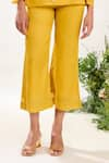 Buy_Meadow_Yellow Jacket Silk Cotton Organza Hand Embroidered Floral Jacket V Pant Set _Online_at_Aza_Fashions