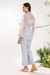 Shop_Meadow_Blue Jacket Silk Cotton Organza Hand Embroidered Floral Jacket And Pant Set _at_Aza_Fashions