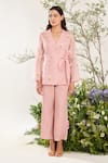 Shop_Meadow_Purple Jacket Silk Cotton Organza Embroidery Wildbloom Lapel Collar Pant Set _at_Aza_Fashions