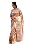 Buy_Sacred Weaves_Pink Tissue Silk Zari Banarasi Handloom Saree With Unstitched Blouse Piece 