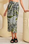 Jodi_Green Modal Handblock Printed Sohrai Art Draped Skirt _Online_at_Aza_Fashions