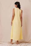 Shop_The Summer House_Yellow 100% Linen Solid U Neck Blake Midi Dress _at_Aza_Fashions