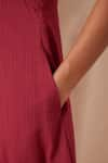 Shop_The Summer House_Maroon Organic Cotton Dobby Solid U Neck Emy Flared Dress 