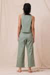 Shop_The Summer House_Green Cotton Twill Solid Round Kifli Top And Pant Co-ord Set _at_Aza_Fashions