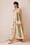 The Summer House_Beige Organic Cotton Voile Printed Carnival Square Neck Selma Maxi Dress _Online_at_Aza_Fashions