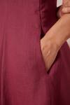 Buy_The Summer House_Maroon 100% Linen Solid Square Neck Suzie Flared Dress 