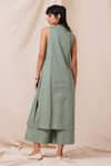 Shop_The Summer House_Green Cotton Twill Solid V Neck Sea Salt Tunic And Trouser Set _at_Aza_Fashions