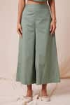 Buy_The Summer House_Green Cotton Twill Solid V Neck Svet Tunic And Trouser Co-ord Set 