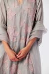 One Not Two_Grey Viscose, Silk, Modal, Satin Sequins, Beads Embroidered Kurta With Pant _Online_at_Aza_Fashions