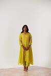 Buy_One Not Two_Yellow Kurta Viscose Silk Embroidered Sequins Notched Beads With Pant _at_Aza_Fashions