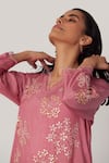 One Not Two_Pink Viscose, Silk, Modal, Satin Sequins, Beads, Embroidery Kurta And Pant Set _Online_at_Aza_Fashions