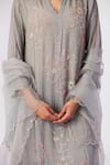 Buy_One Not Two_Grey Viscose, Silk, Modal, Satin Sequins, Embroidered A-line Kurta With Pant _Online_at_Aza_Fashions