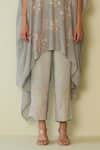 One Not Two_Grey Kaftan Viscose Silk Embroidered Sequin Floral Asymmetric With Pant _Online_at_Aza_Fashions