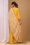 Shop_Gulabik Jaipur_Yellow Handloom Chanderi Embellishment Floral Notched Kurta And Gharara Set _at_Aza_Fashions