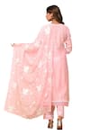 Shop_Gulabik Jaipur_Pink Handloom Chanderi Embroidery Floral Notched Pintuck Pleat Kurta And Pant Set 