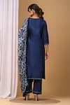 Shop_Gulabik Jaipur_Blue Handloom Chanderi Embellishment Floral Notched Kurta And Pant Set _at_Aza_Fashions