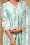 Gulabik Jaipur_Green Handloom Chanderi Embellishment Lace V-neck Kurta And Pant Set _at_Aza_Fashions