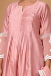 Buy_Gulabik Jaipur_Peach Handloom Chanderi Embellishment Lace Notched Scallop Kurta And Pant Set 